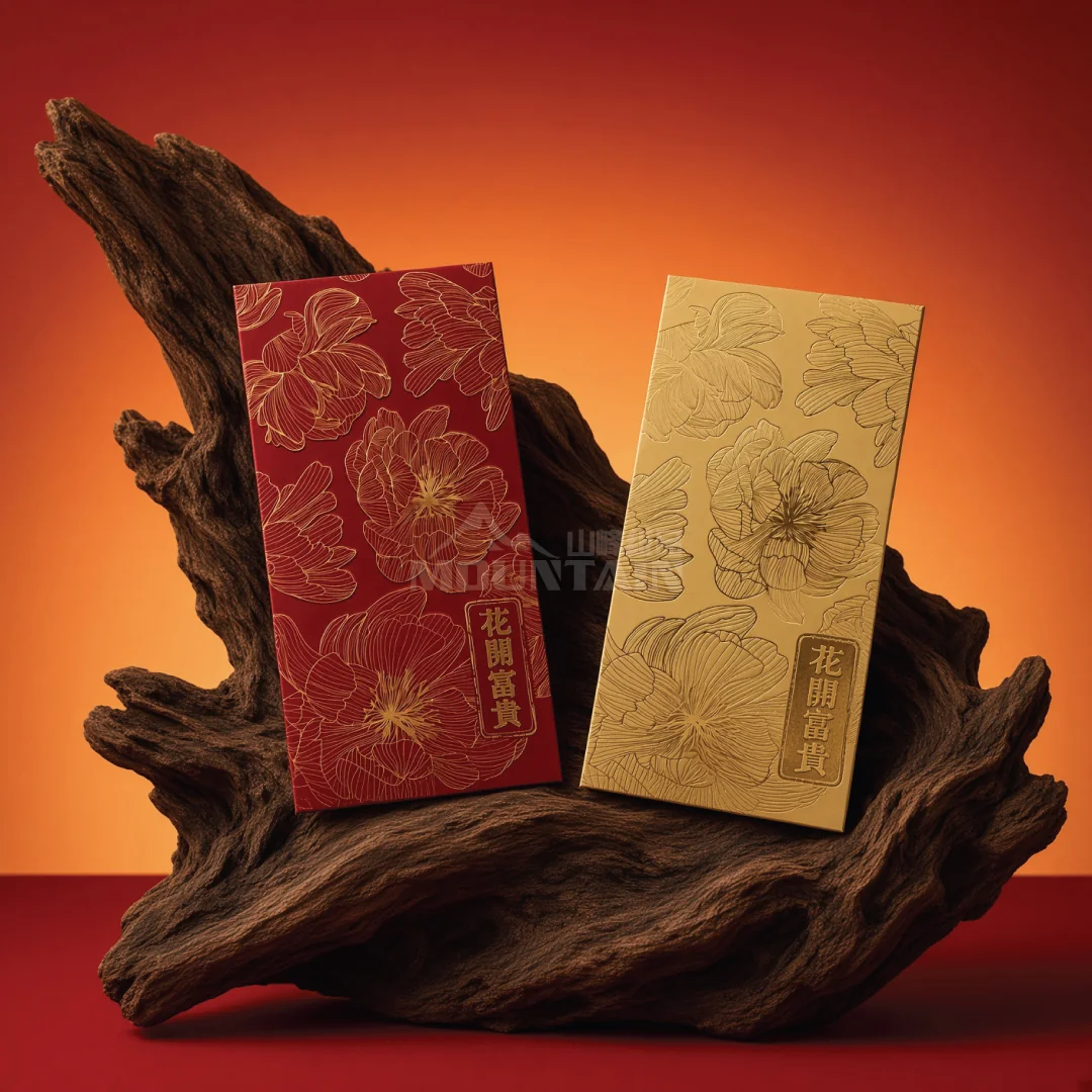 花開富貴：紅色及金色花卉利是封